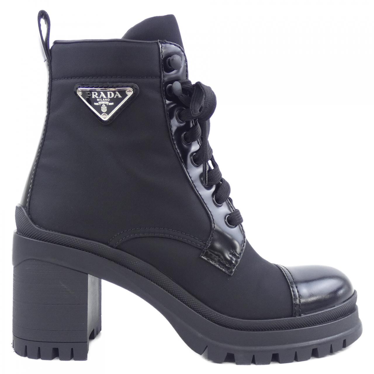 Prada Triangle Logo RE-NYLON Brushed Leather Nylon Boots