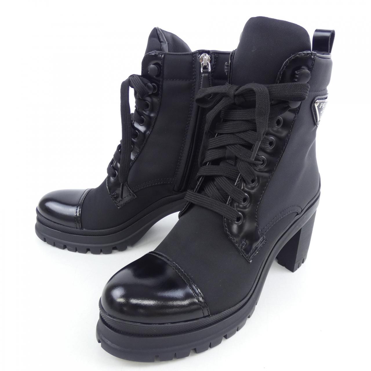 Prada Triangle Logo RE-NYLON Brushed Leather Nylon Boots