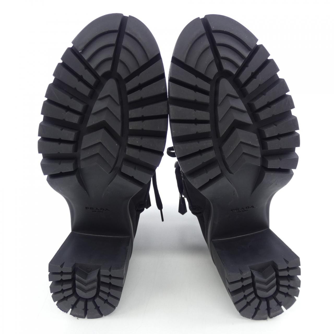 Prada Triangle Logo RE-NYLON Brushed Leather Nylon Boots