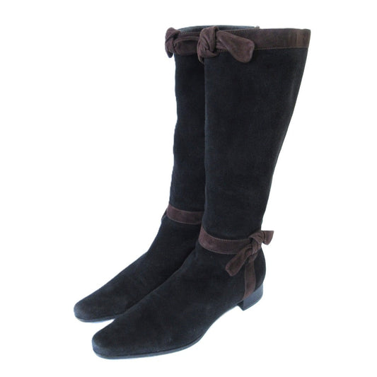 Prada Ribbon Suede Long Boots