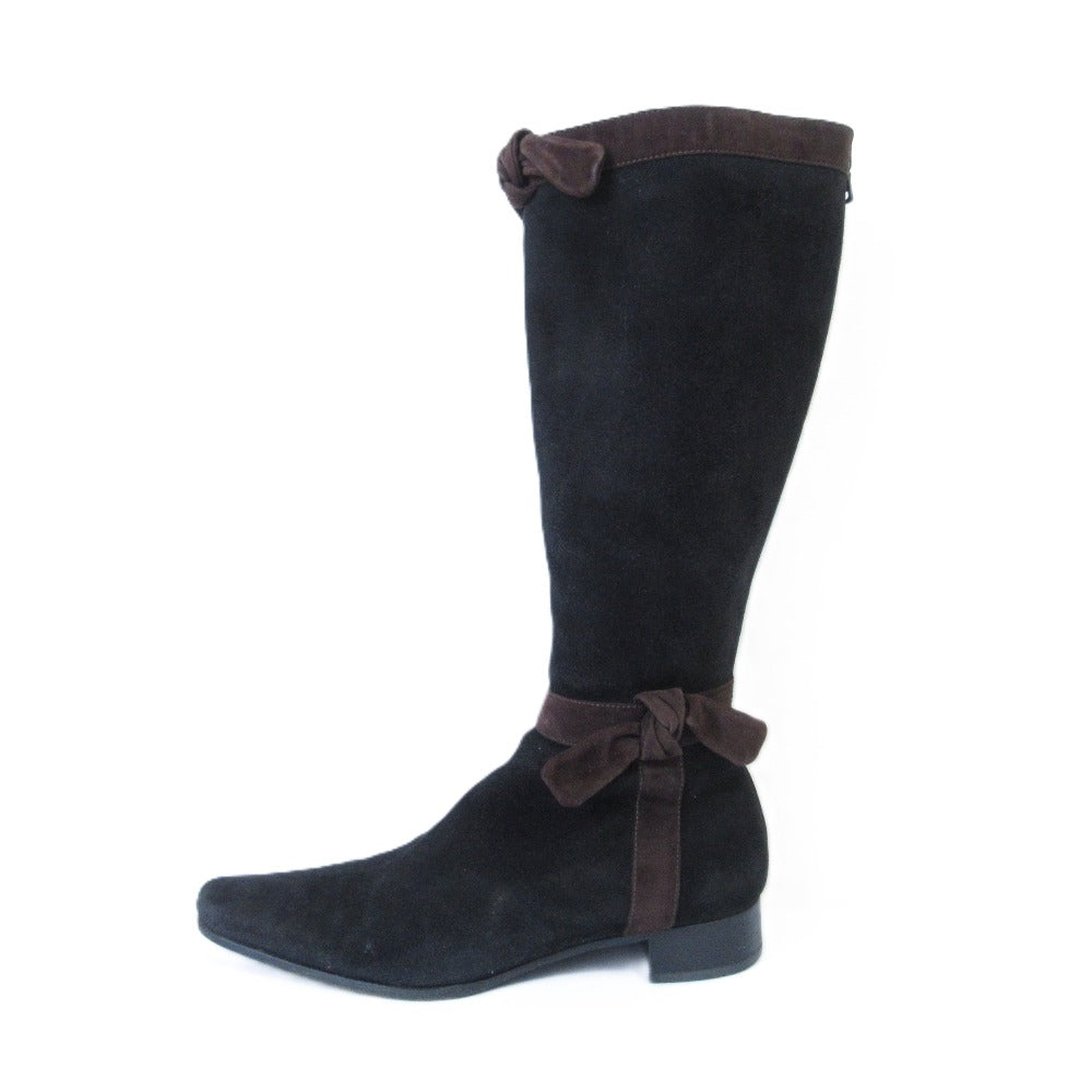 Prada Ribbon Suede Long Boots