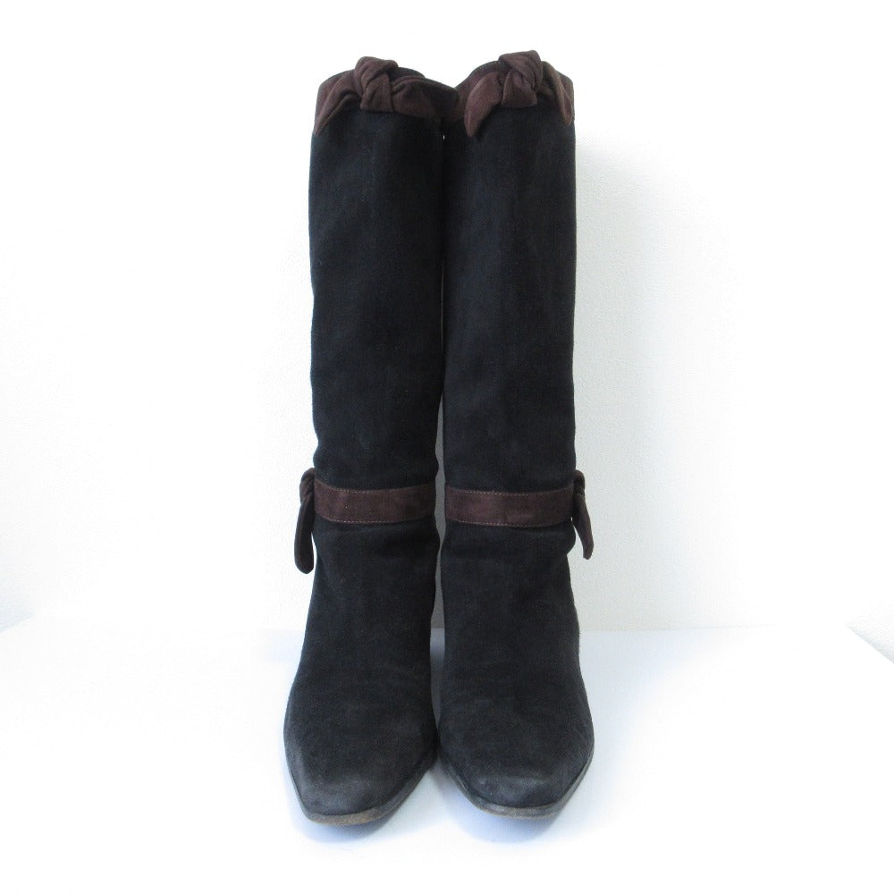 Prada Ribbon Suede Long Boots