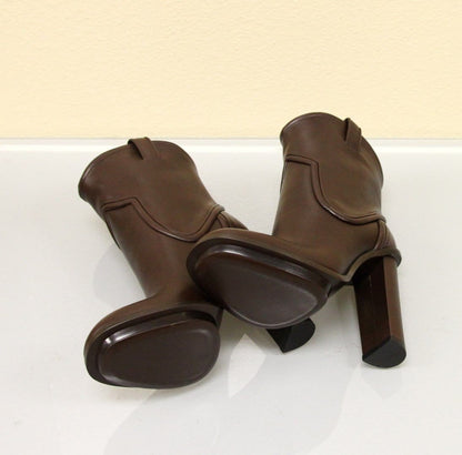 GUCCI Runway Leather Platform Boots Brown 270515 US 6.5 - Last Call