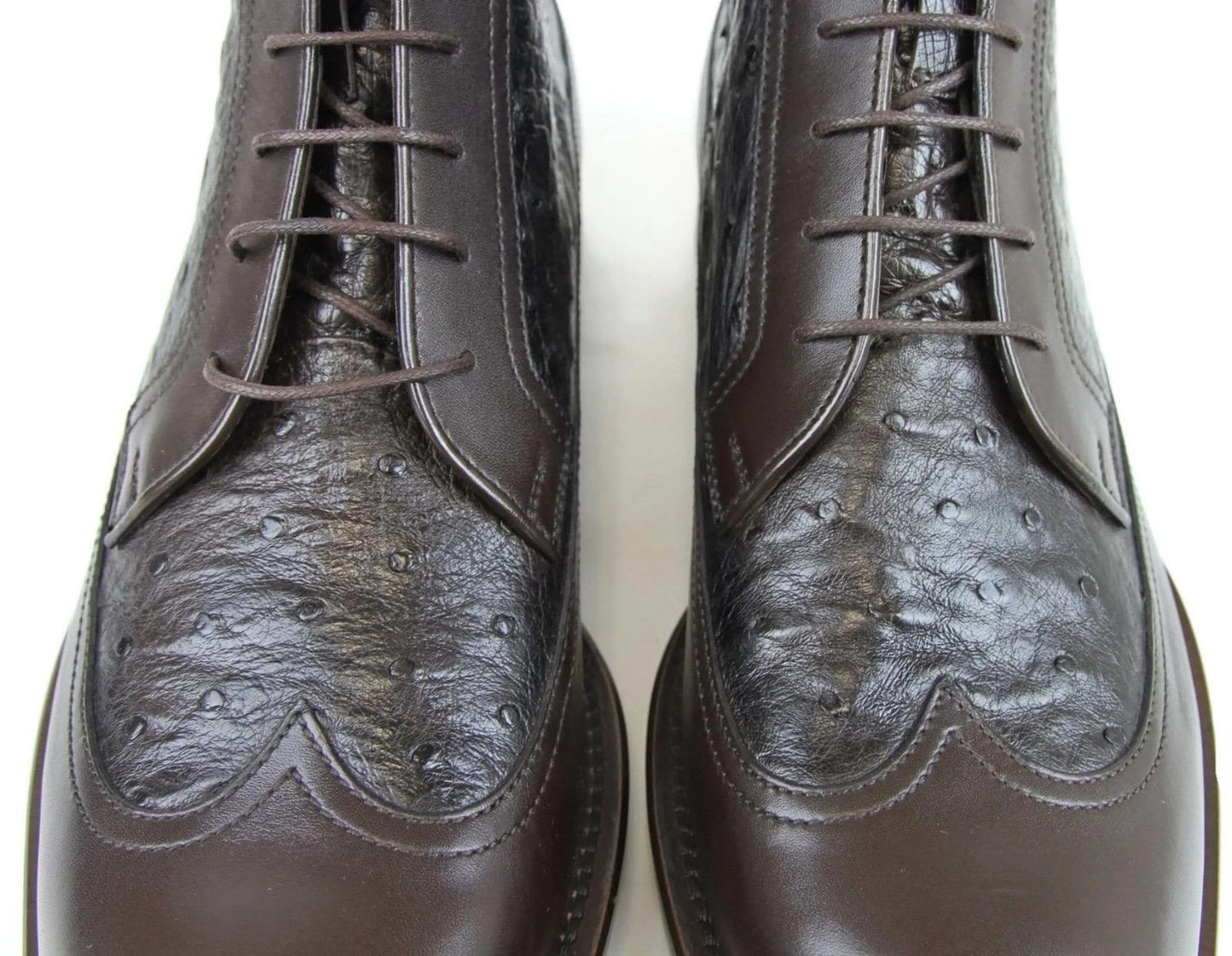 GUCCI Men's Lace-up Ostrich Leather Ankle Boots Brown 322508 US 8