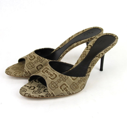 Gucci Sandals Beige Canvas Horsebit - Gucci Women