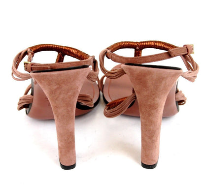 Gucci 309668 Rose Anita Metallic Leather/Suede Sandals EU 40 / US 10 - Final Call