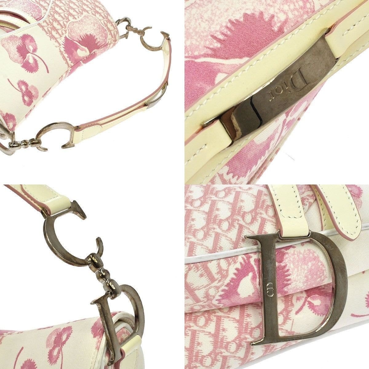 Christian Dior Saddle Trotter Hand Bag Pink Canvas Italy