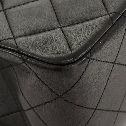 CHANEL 2.55 10" Tall Double Flap Black Quilted Leather Shoulder Bag Vintage