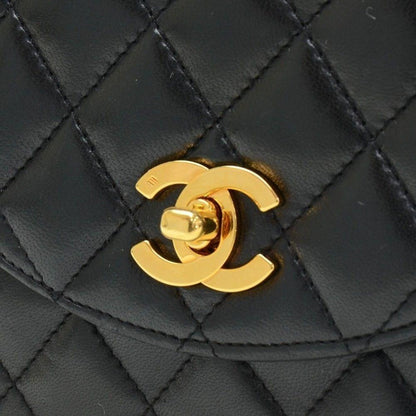 Vintage Chanel 9" Black Quilted Leather Shoulder Classic Flap Bag Excellent CC70