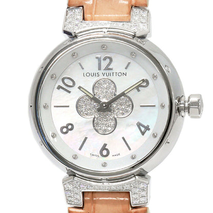 Louis Vuitton White Mother of Pearl Dial Tambour Forever Watch Q121P