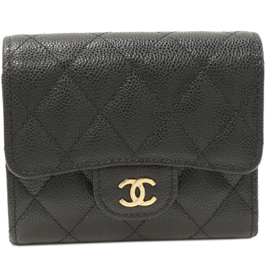 Chanel Caviar Skin Timeless Classic Compact Wallet AP0229