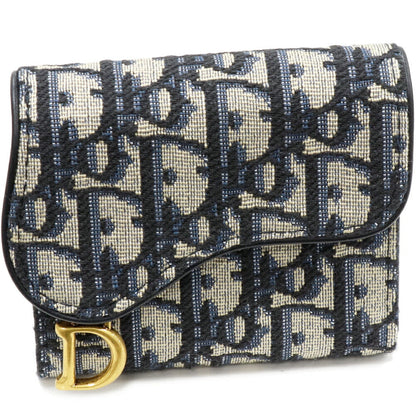 Dior Saddle Lotus Wallet Oblique Jacquard Compact Trifold Wallet