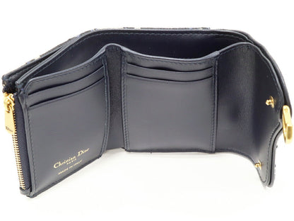 Dior Saddle Lotus Wallet Oblique Jacquard Compact Trifold Wallet