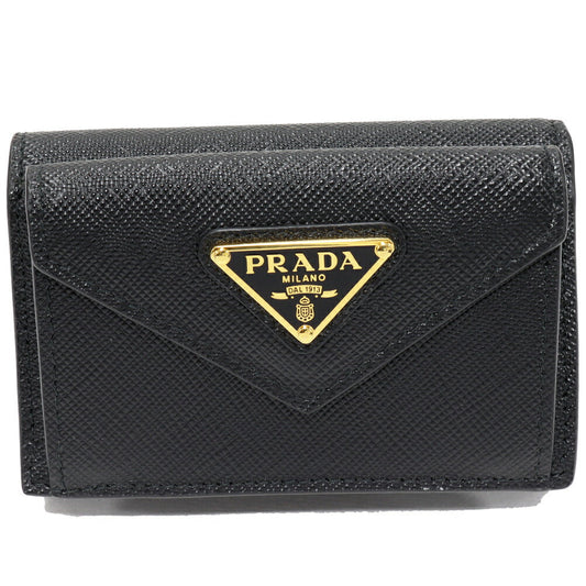 Prada Saffiano Triangle Calf Compact Wallet