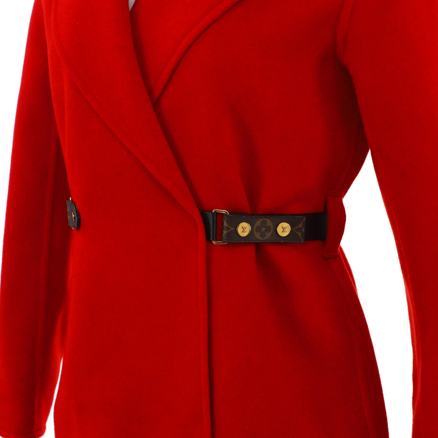 Louis Vuitton Women's Long Wrap Monogram Belt Coat Wool Blend