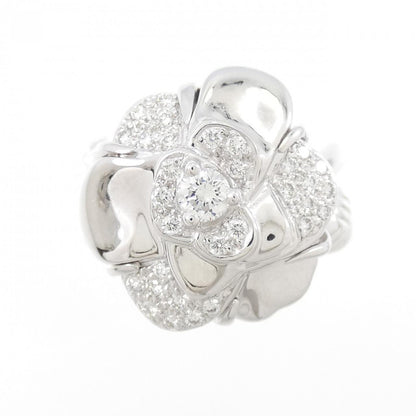 Chanel Camelia 750 White Gold Diamond Ring Size 9