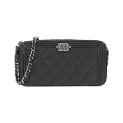 Chanel Boy Chanel Caviar Skin Chain Wallet