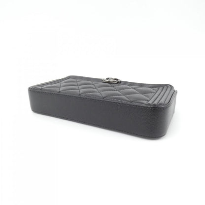 Chanel Boy Chanel Caviar Skin Chain Wallet