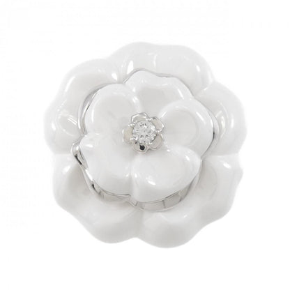 Chanel Camelia 750 White Gold Ceramic Diamond Ring