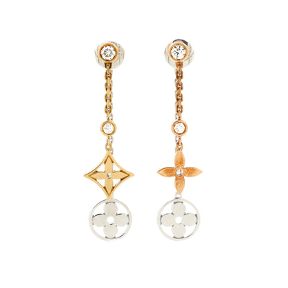Louis Vuitton Blossom Drop Earrings 18K Tricolor Gold and Diamonds
