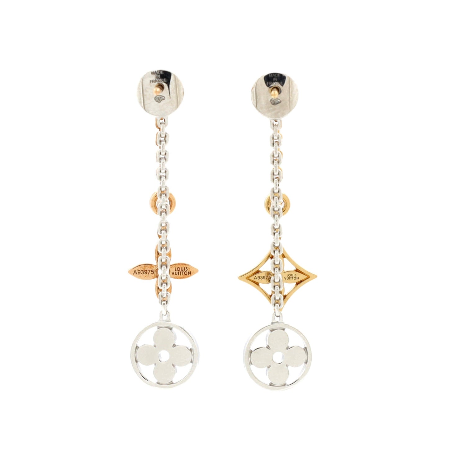 Louis Vuitton Blossom Drop Earrings 18K Tricolor Gold and Diamonds