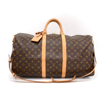 Louis Vuitto Monogram Canvas Keepall 55 Bandouliere Duffel Bag with Strap