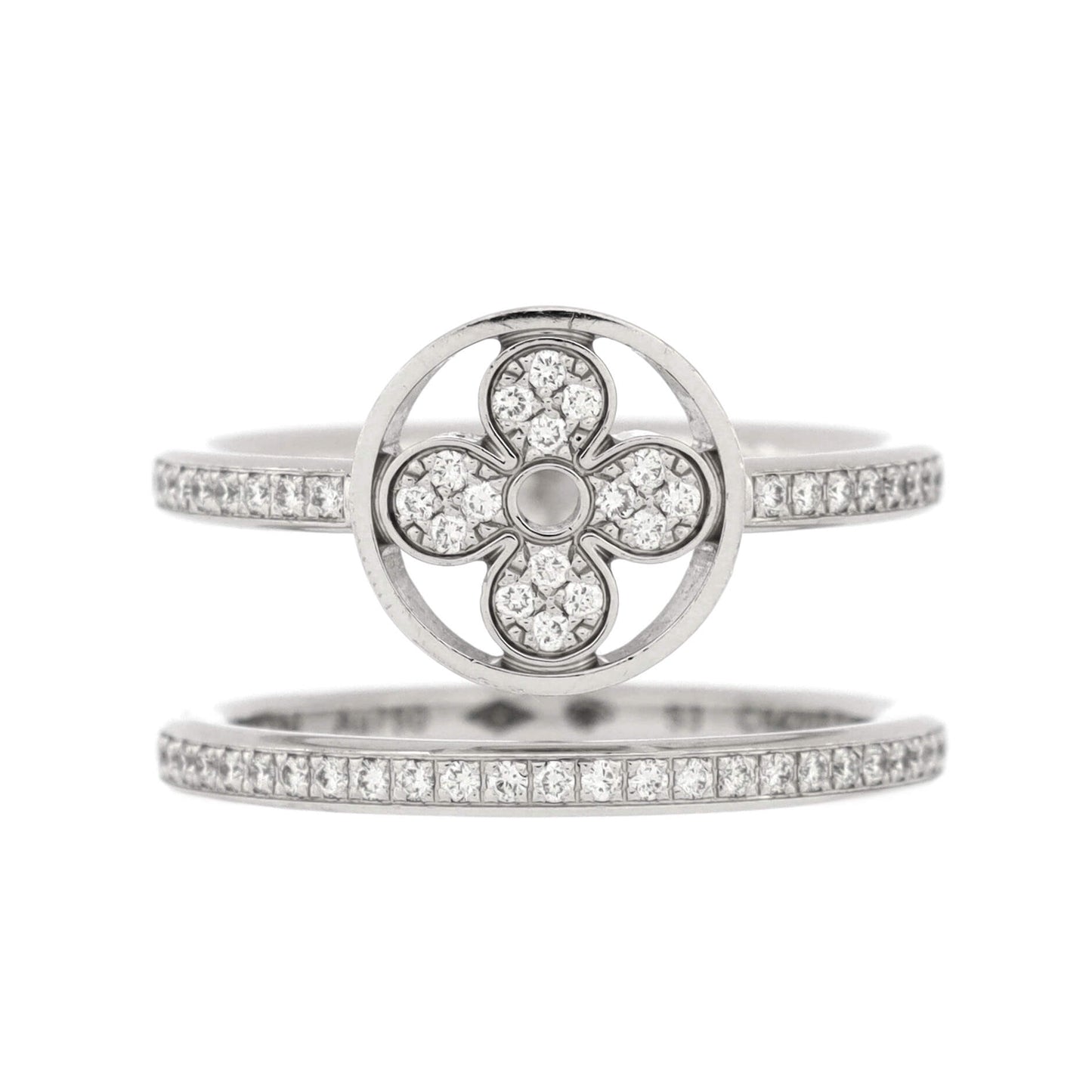 Louis Vuitton Idylle Blossom Two-Row Ring 18K White Gold and Diamonds