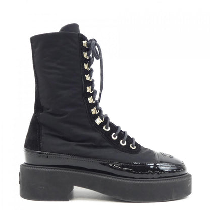 Chanel G38086Y55462 Nylon Suede Calfskin Patent Calfskin Boots