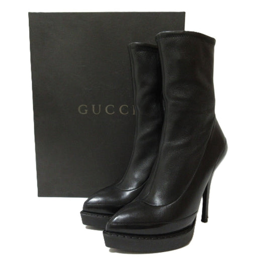 Gucci Leather Pointed Toe High Heel Short Boots