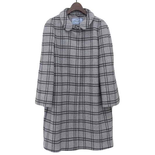 Prada 100% Wool Check Coat