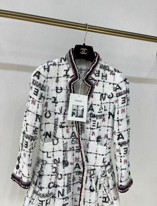 Chanel Spring 2020 Ready to Wear  White Alphabet tweed dress size 36 Brand new with tags