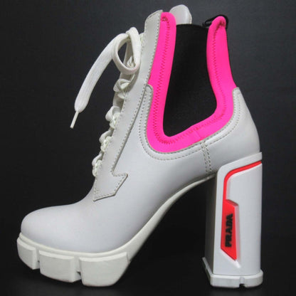 Prada Chunky Heel Lace-up Short Boots