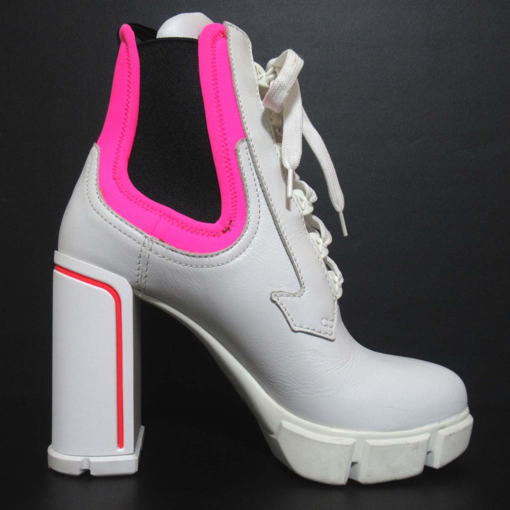 Prada Chunky Heel Lace-up Short Boots