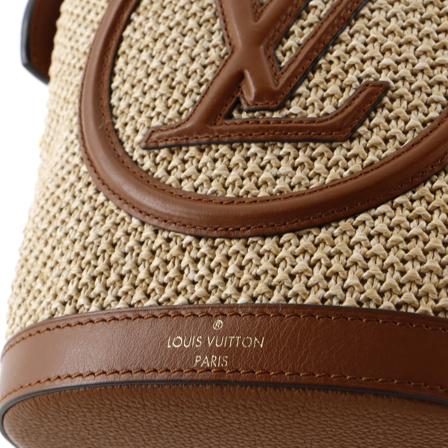 Louis Vuitton Petit Bucket NM Bag Raffia with Leather