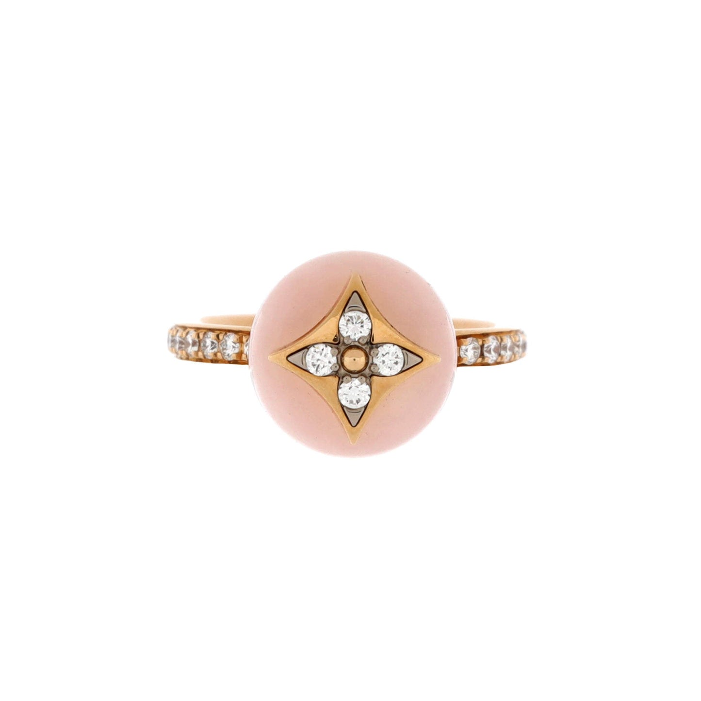 Louis Vuitton B Blossom Ring 18K Rose Gold and 18K White Gold with Pink Opal and Diamonds