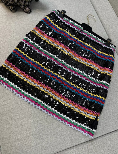 Chanel 22S Black & Multicolor Skirt