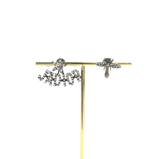 Dior J'Adior Asymmetrical Bee Silver Earrings