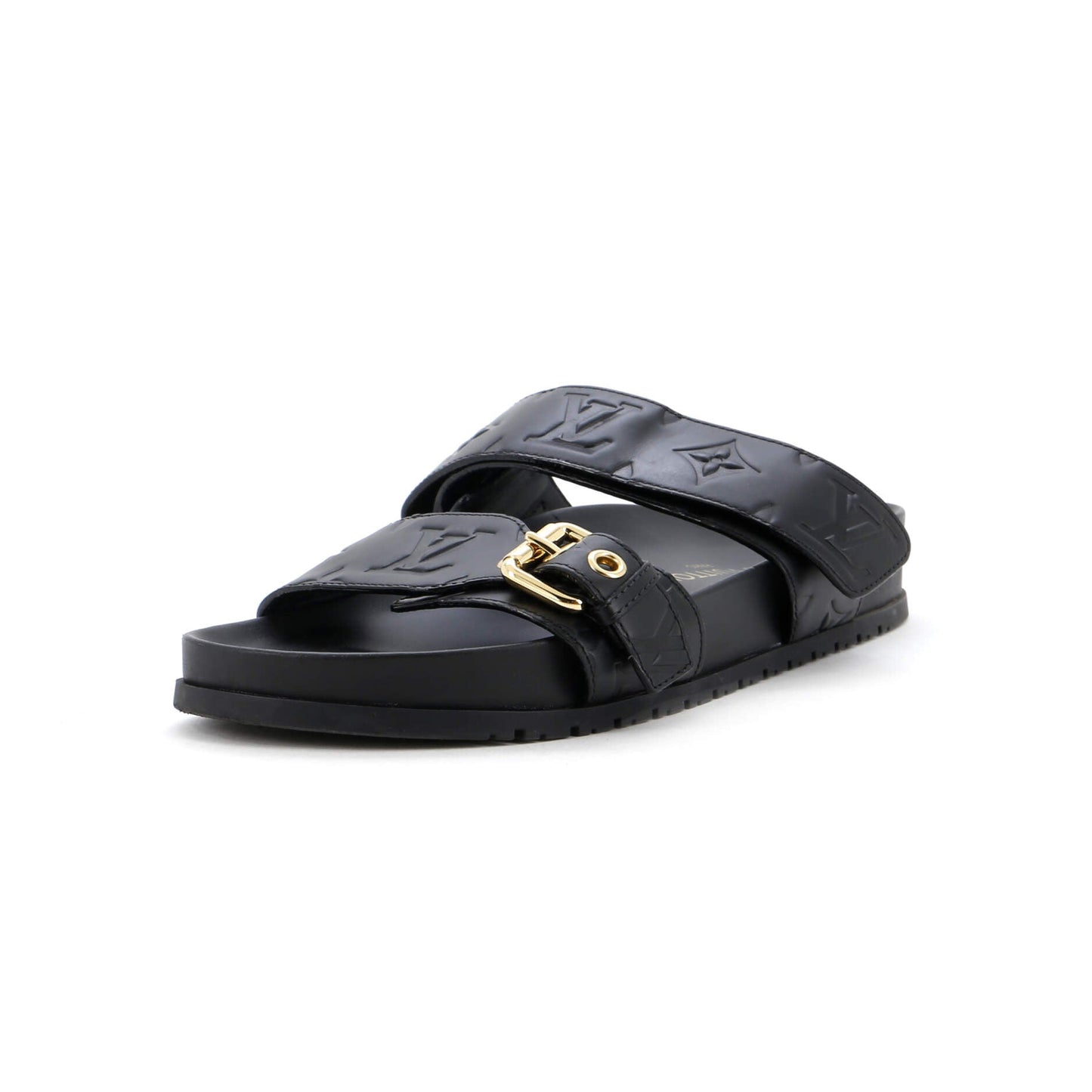Louis Vuitton Women's Bom Dia Flat Mules Monogram Embossed Leather
