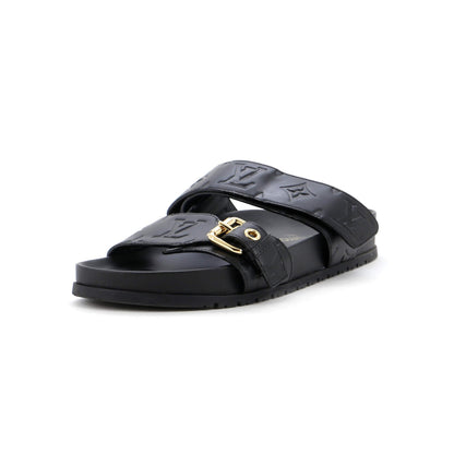 Louis Vuitton Women's Bom Dia Flat Mules Monogram Embossed Leather