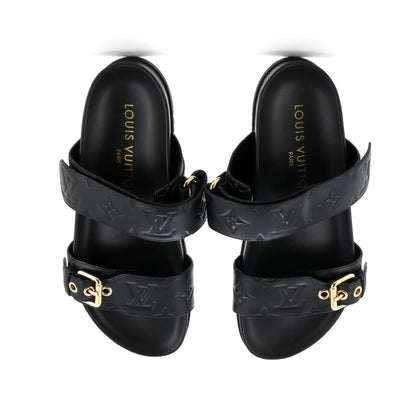Louis Vuitton Women's Bom Dia Flat Mules Monogram Embossed Leather