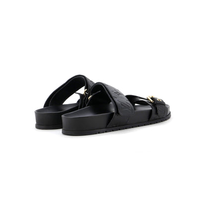 Louis Vuitton Women's Bom Dia Flat Mules Monogram Embossed Leather