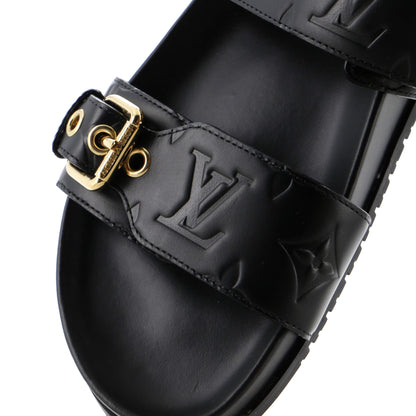 Louis Vuitton Women's Bom Dia Flat Mules Monogram Embossed Leather