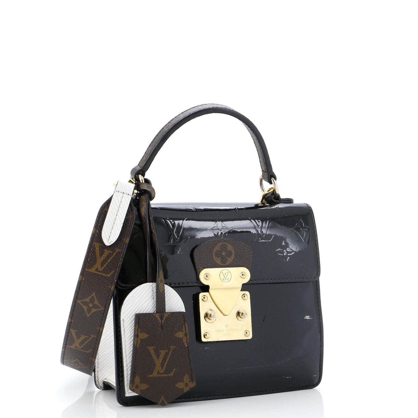 Louis Vuitton Spring Street NM Handbag Monogram Vernis with Monogram Canvas and Epi Leather