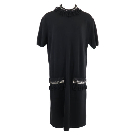 Louis Vuitton Fringe Trim Knit Wool Dress