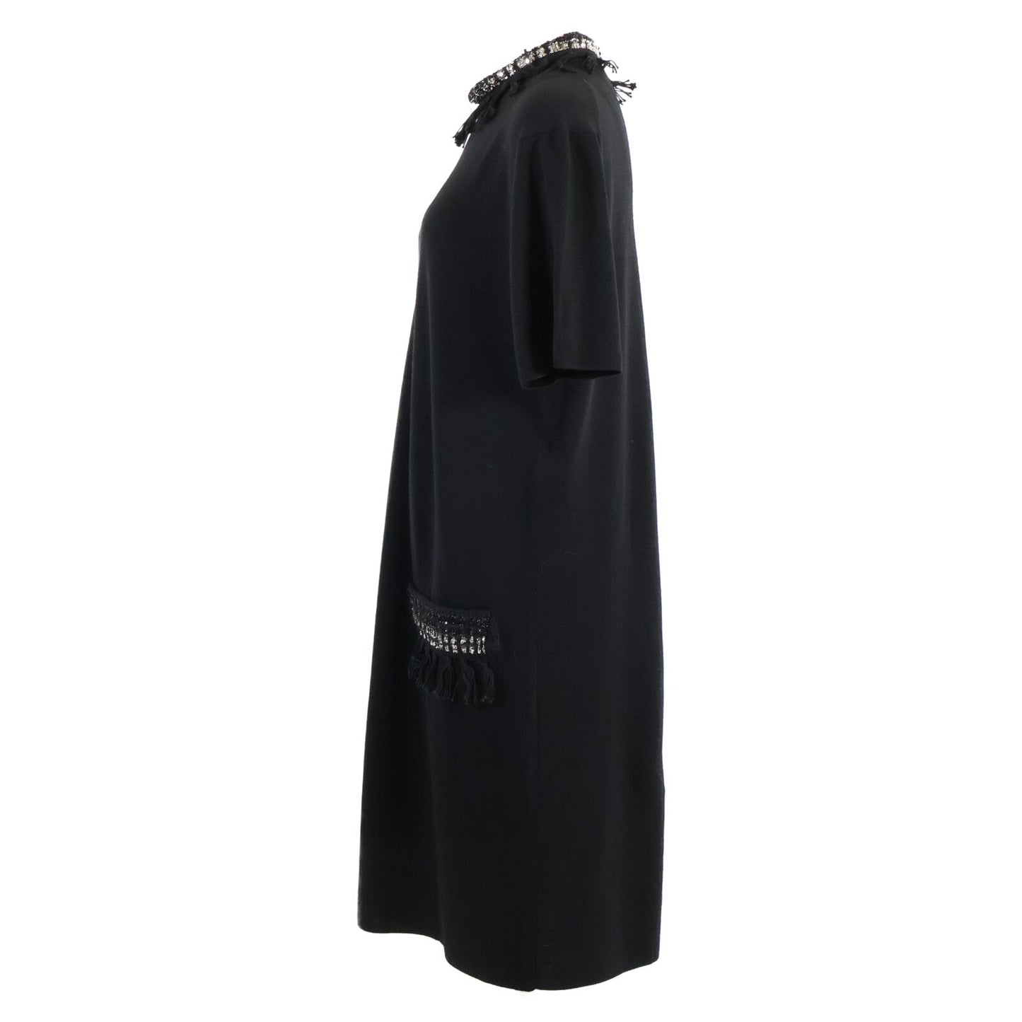 Louis Vuitton Fringe Trim Knit Wool Dress