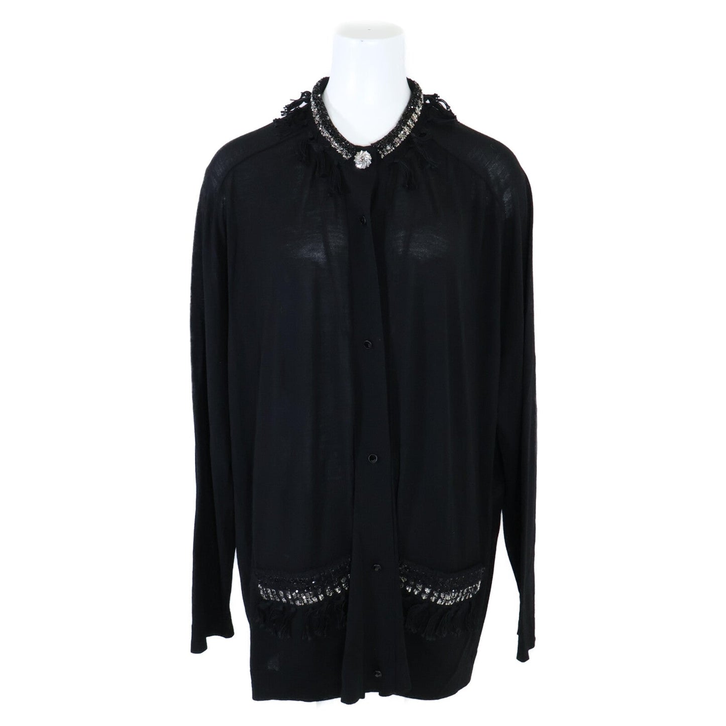 Louis Vuitton Wool Fringe Trim Cardigan