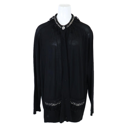 Louis Vuitton Wool Fringe Trim Cardigan