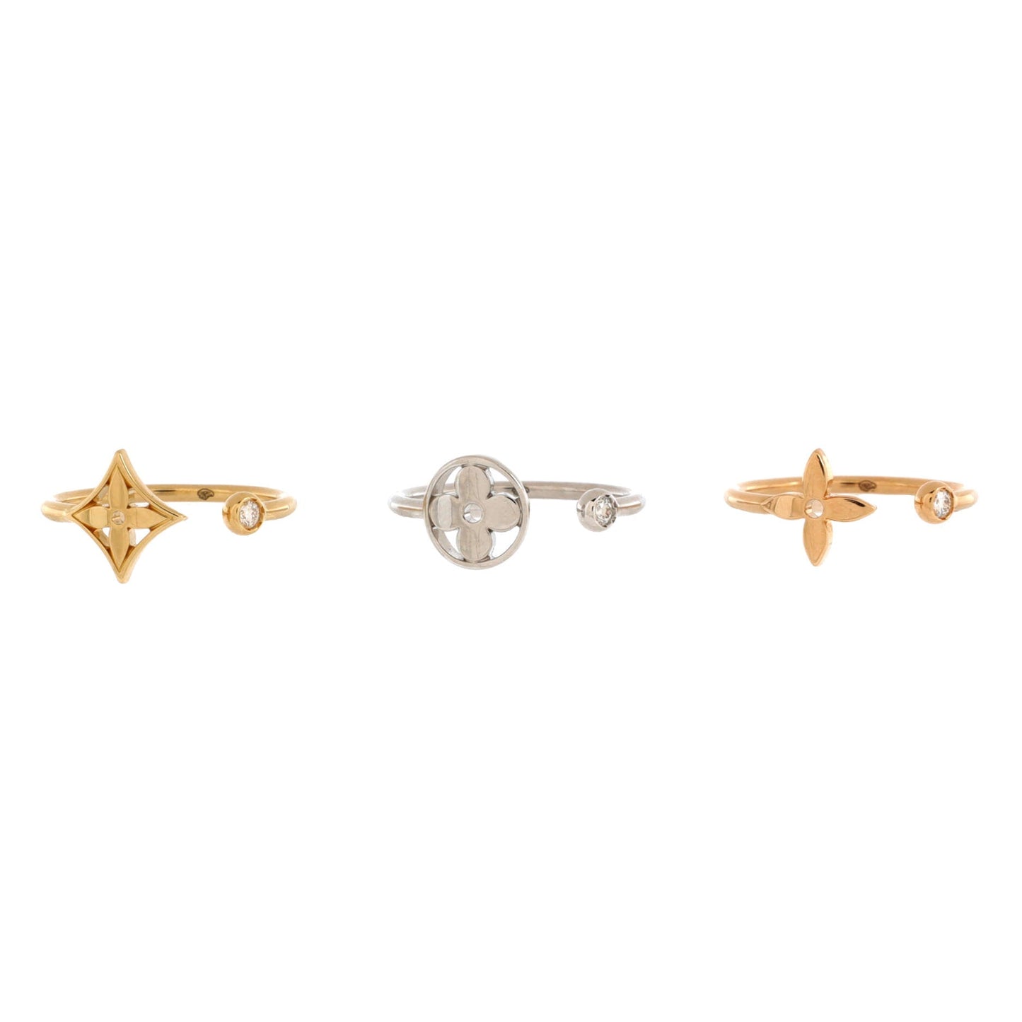 Louis Vuitton Idylle Blossom Ring Set 18K Tricolor Gold with Diamonds