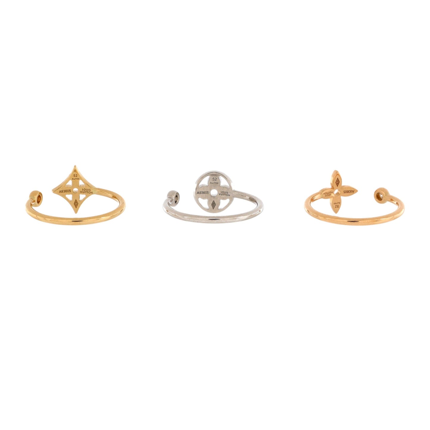 Louis Vuitton Idylle Blossom Ring Set 18K Tricolor Gold with Diamonds