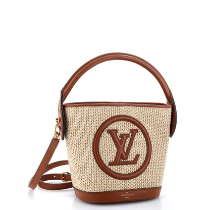 Louis Vuitton Petit Bucket NM Bag Raffia with Leather